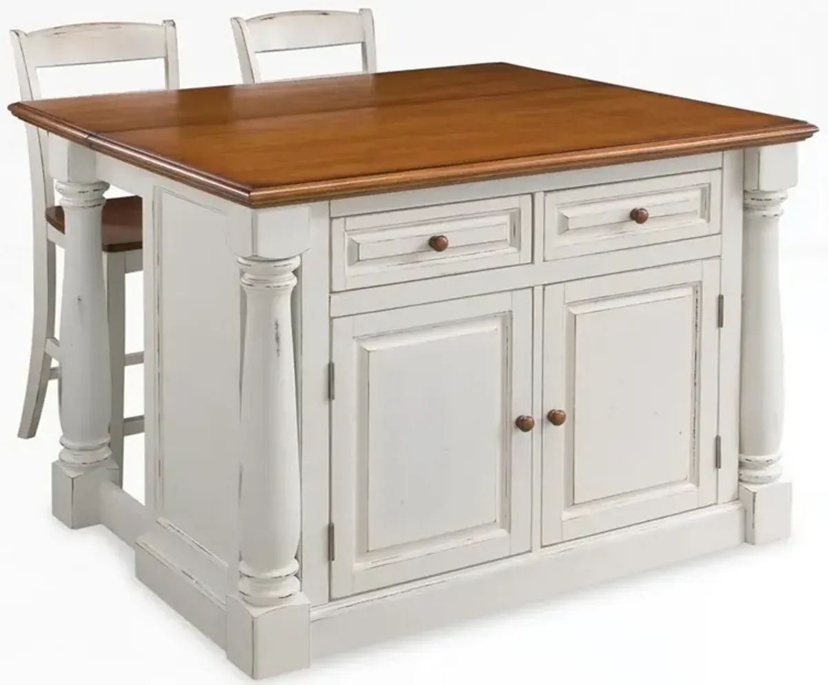 Monarch Off-White Kitchen Island Set