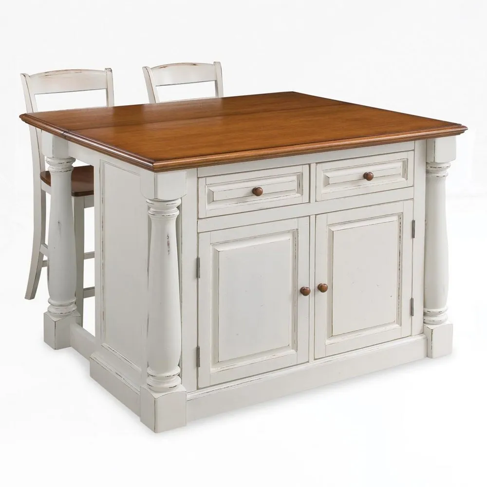 Monarch Off-White Kitchen Island Set