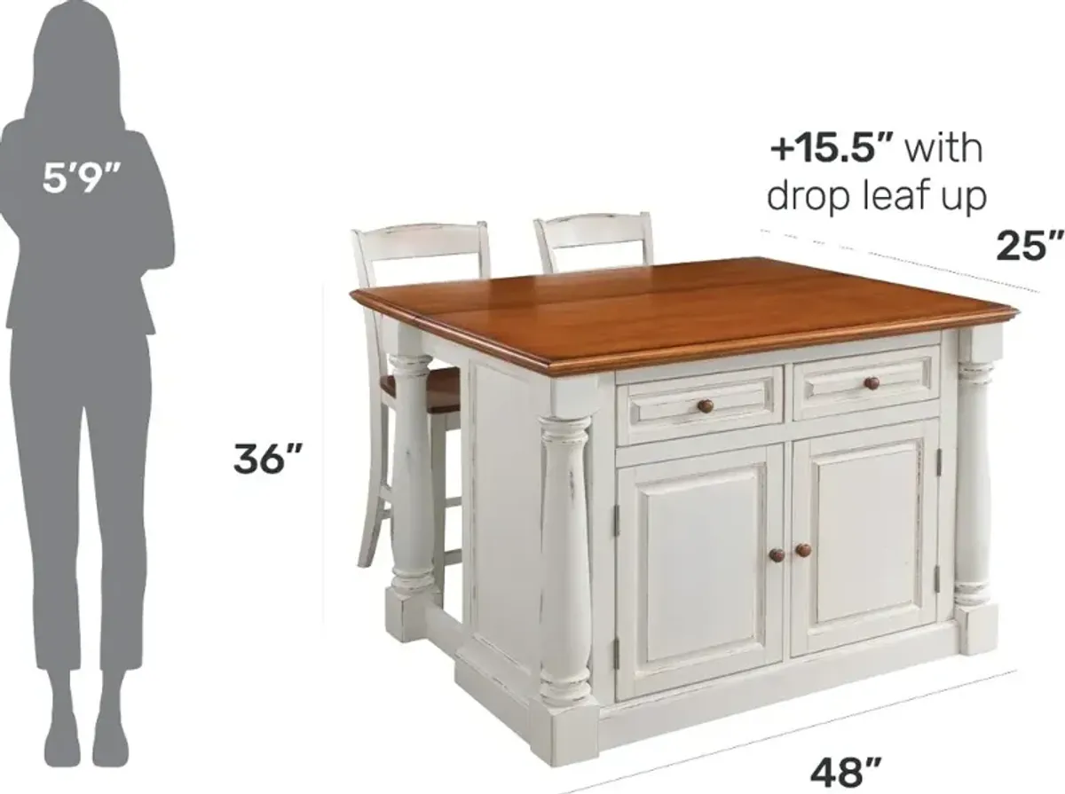 Monarch Off-White Kitchen Island Set