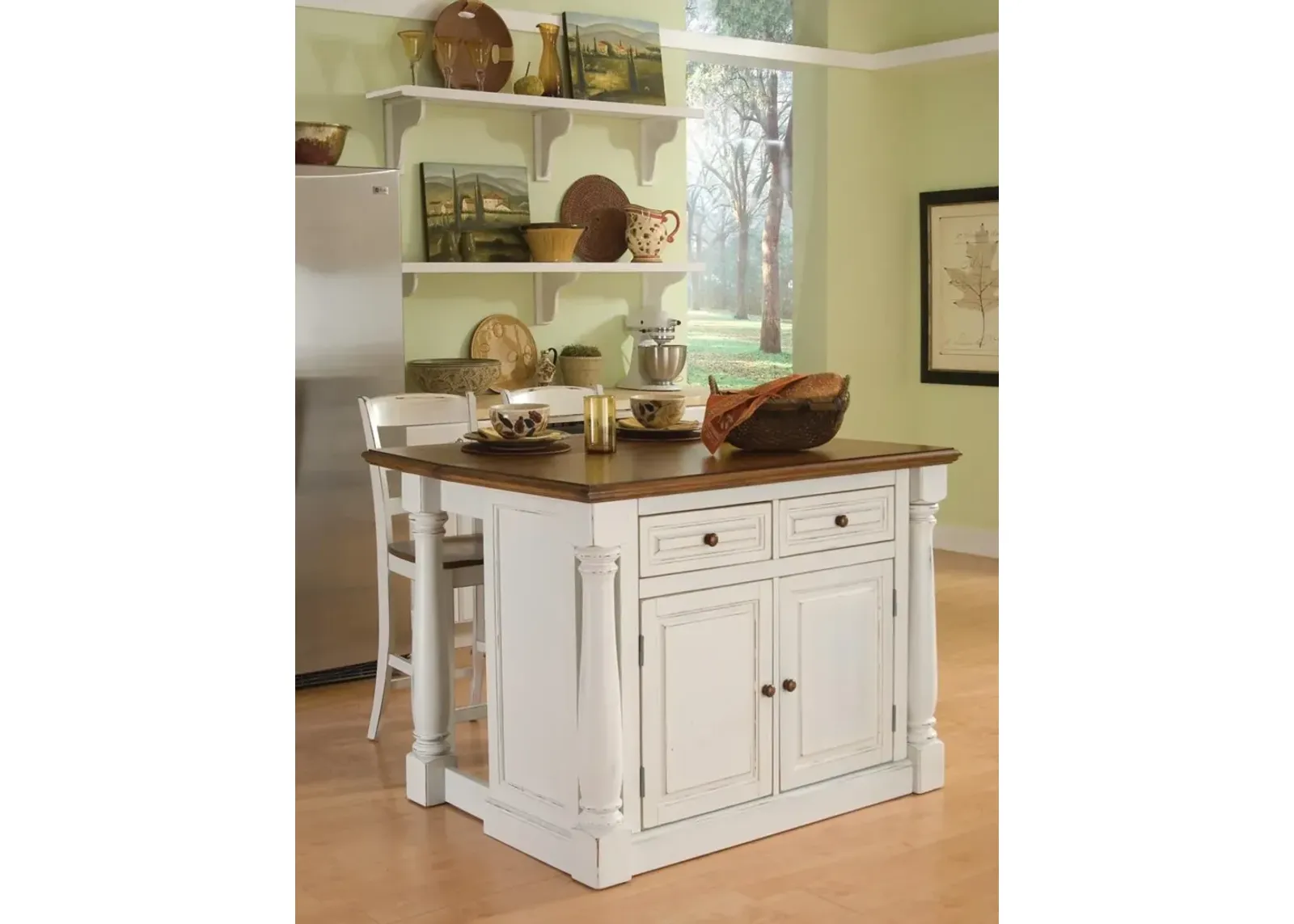 Monarch Off-White Kitchen Island Set