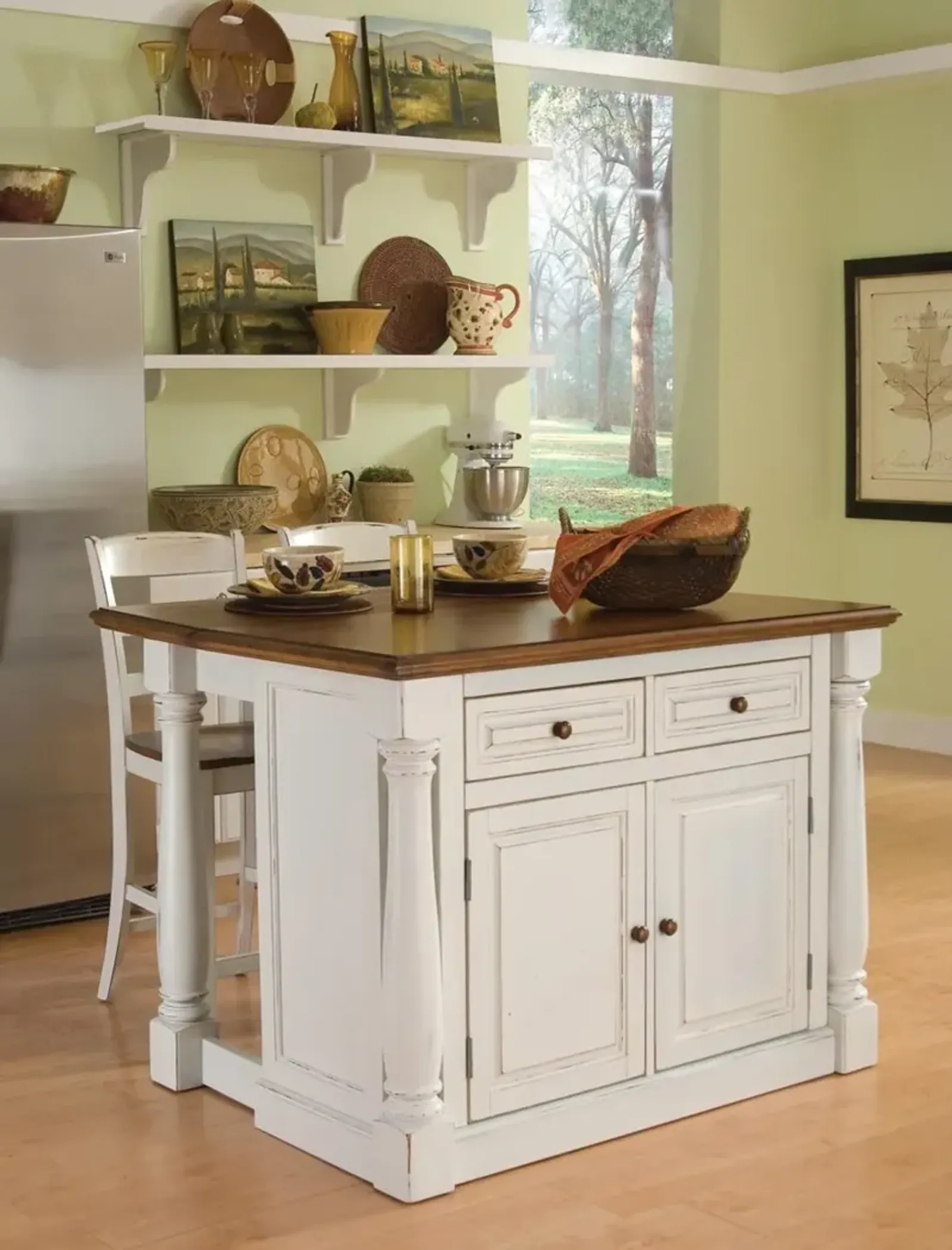 Monarch Off-White Kitchen Island Set