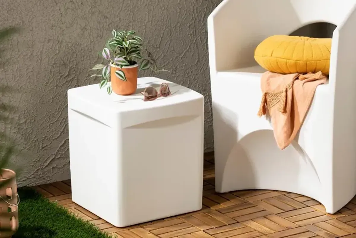 Dalya White Square Outdoor Side Table - South Shore