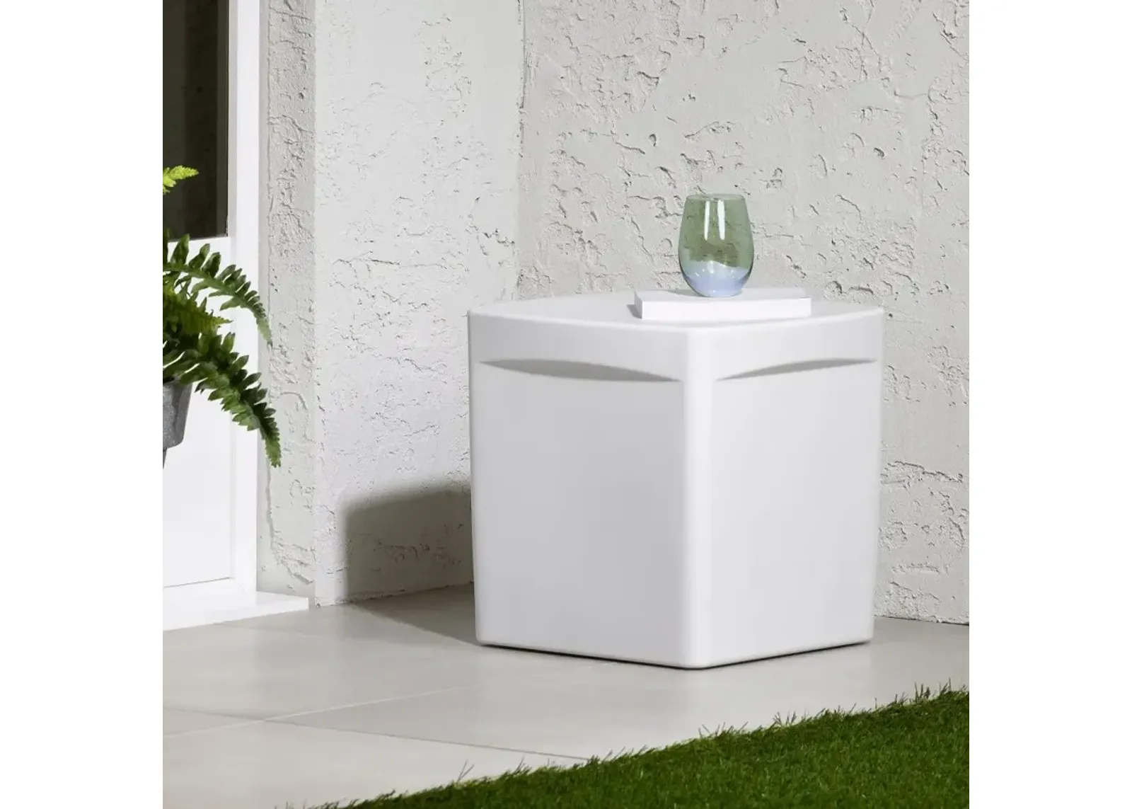 Dalya White Square Outdoor Side Table - South Shore