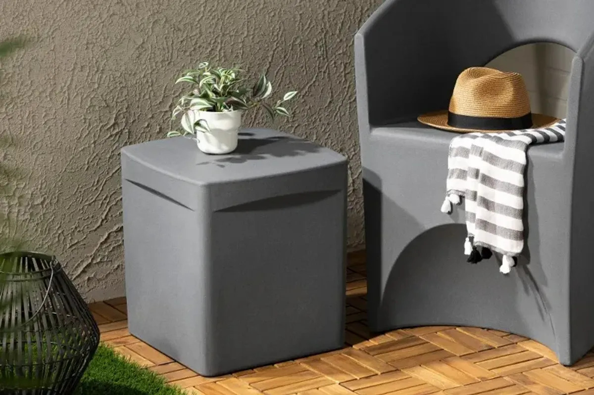 Dalya Dark Gray Square Outdoor Side Table - South Shore