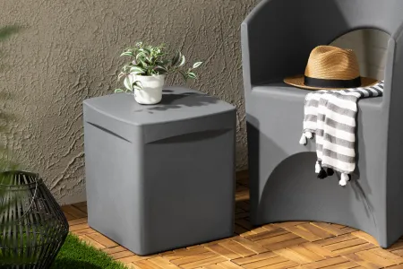 Dalya Dark Gray Square Outdoor Side Table - South Shore