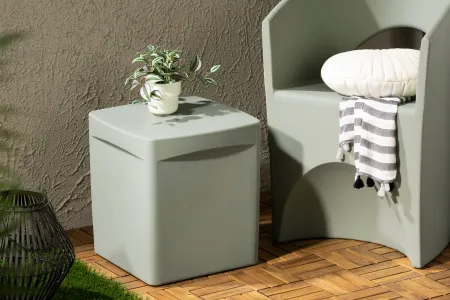 Dalya Sage Green Square Outdoor Side Table - South Shore