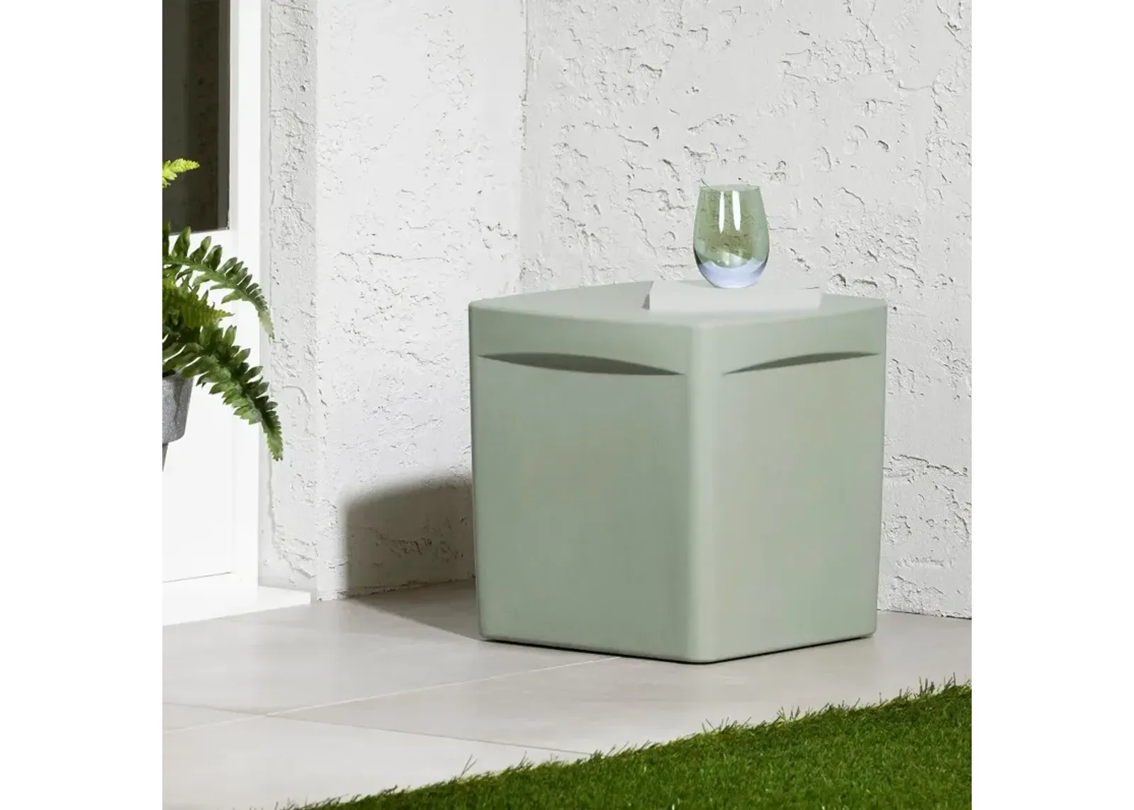 Dalya Sage Green Square Outdoor Side Table - South Shore