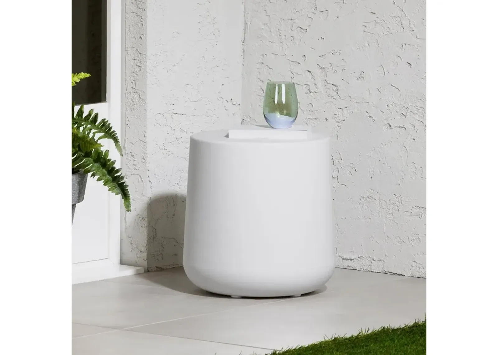 Dalya White Round Outdoor Side Table - South Shore