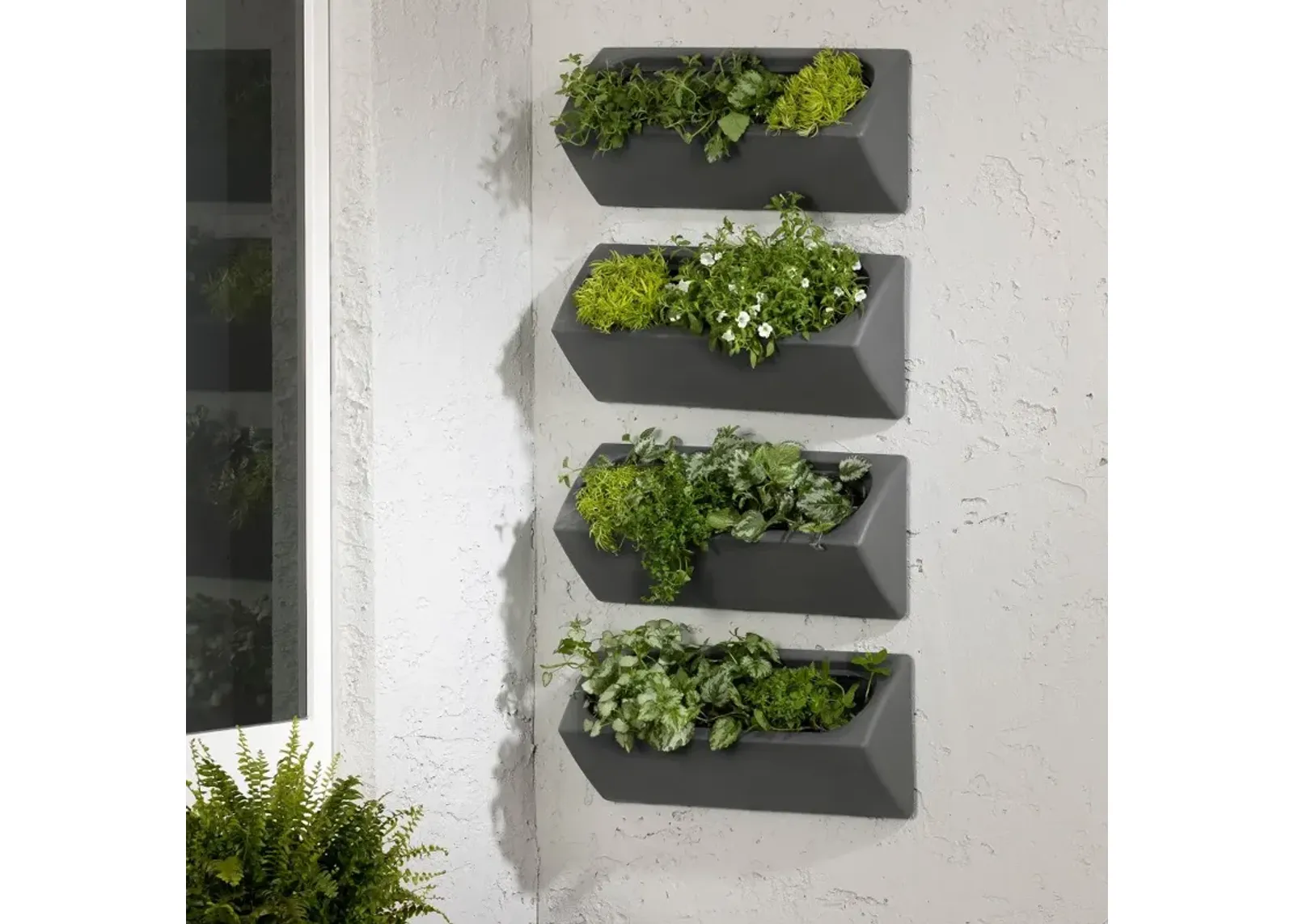 Dalya Dark Gray Wall Planters, Set of 4