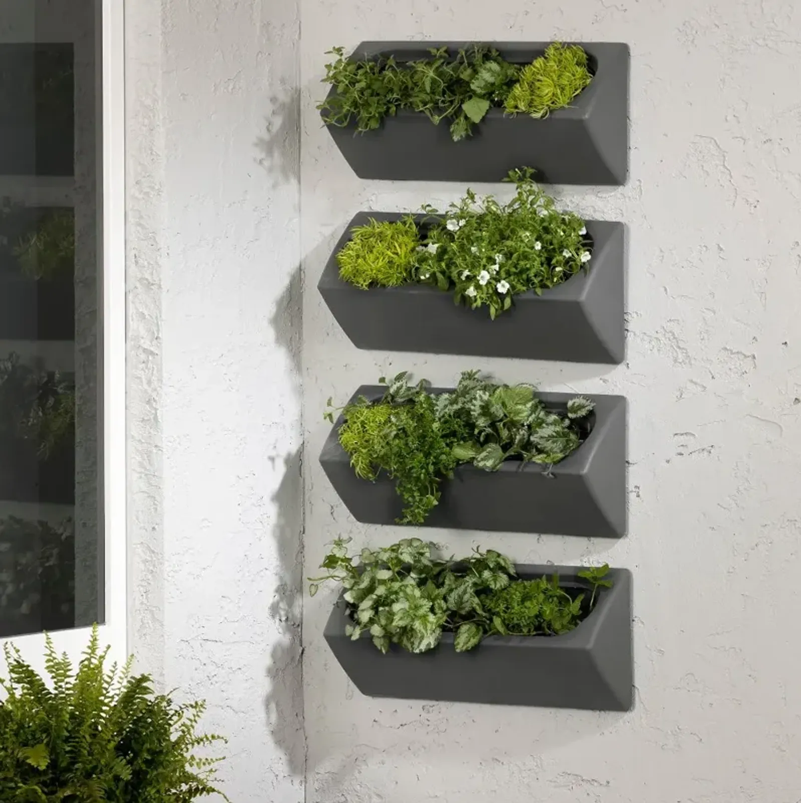 Dalya Dark Gray Wall Planters, Set of 4