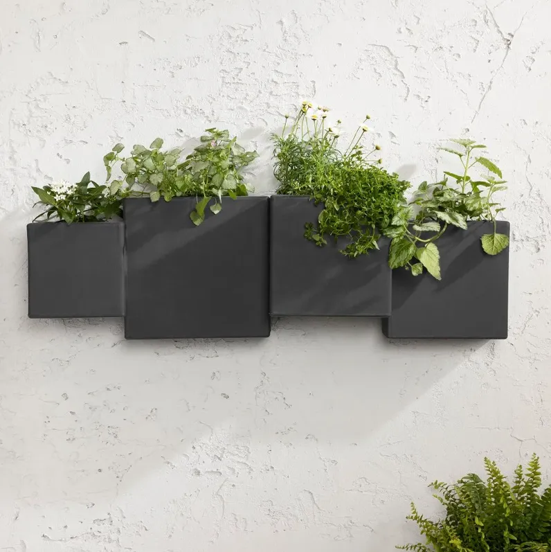 Dalya Dark Gray Wall Planters, Set of 2 - South Shore