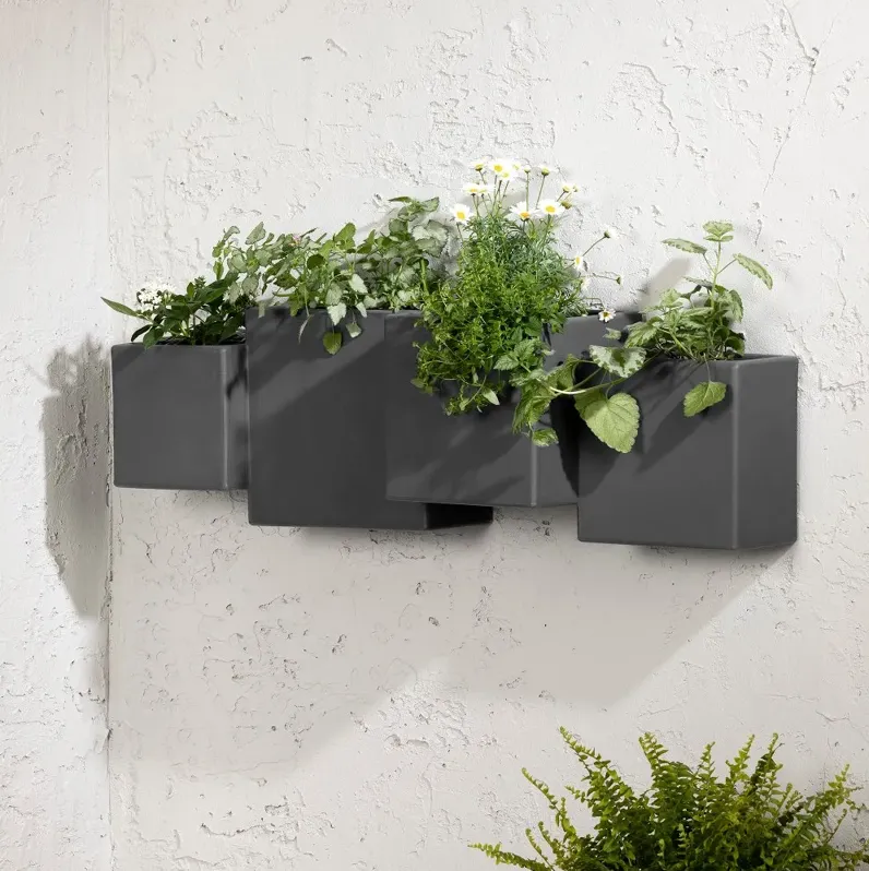 Dalya Dark Gray Wall Planters, Set of 2 - South Shore