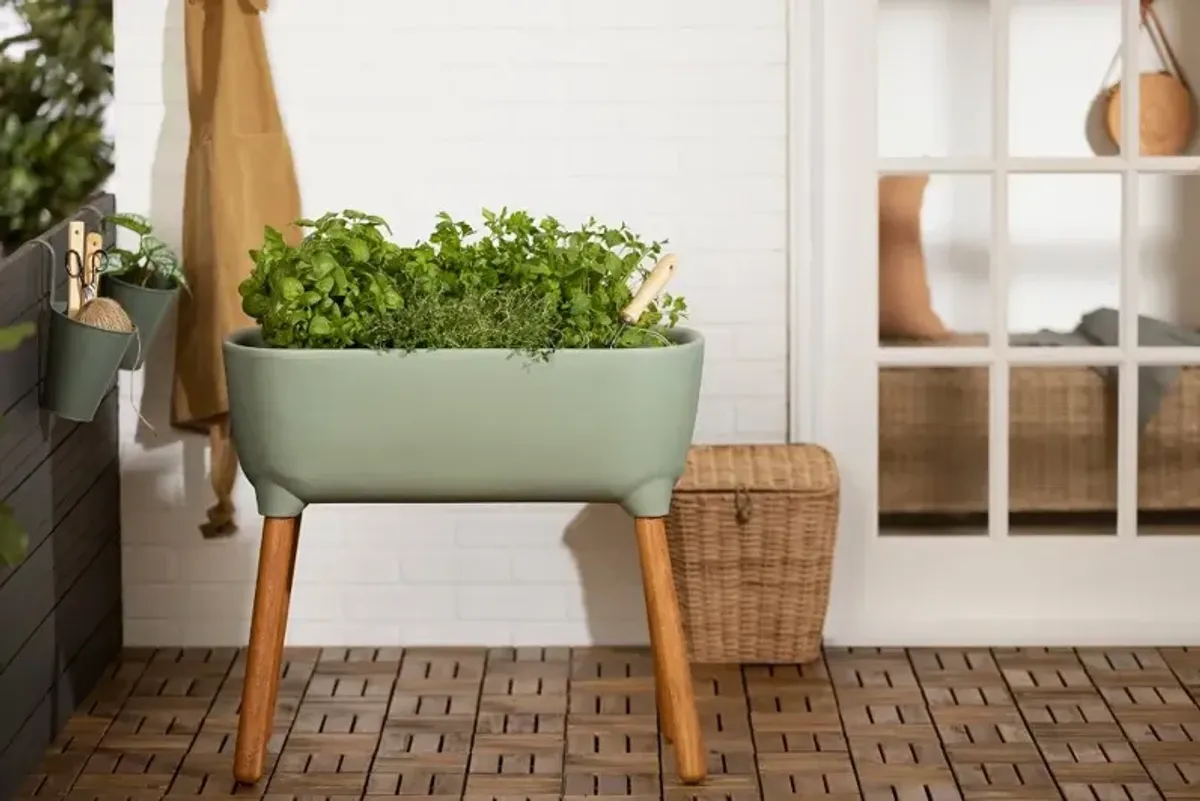 Dalya Sage Green Raised Planter - South Shore