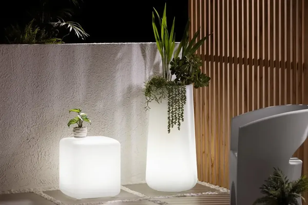 Dalya White Lighted Side Table - South Shore