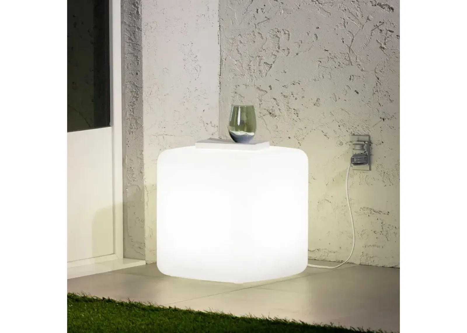 Dalya White Lighted Side Table - South Shore