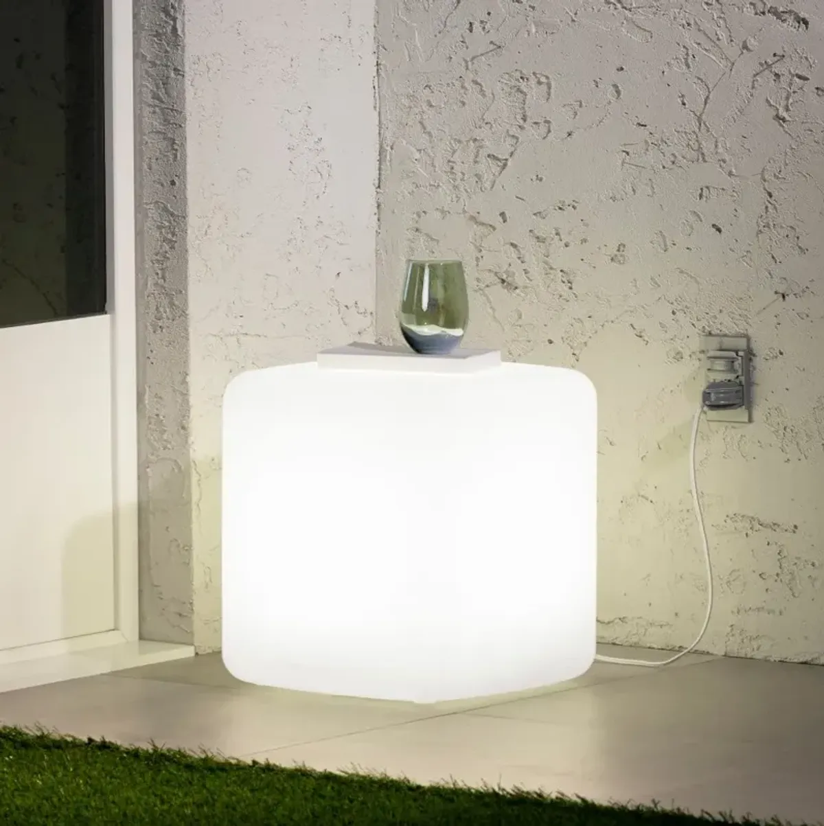 Dalya White Lighted Side Table - South Shore