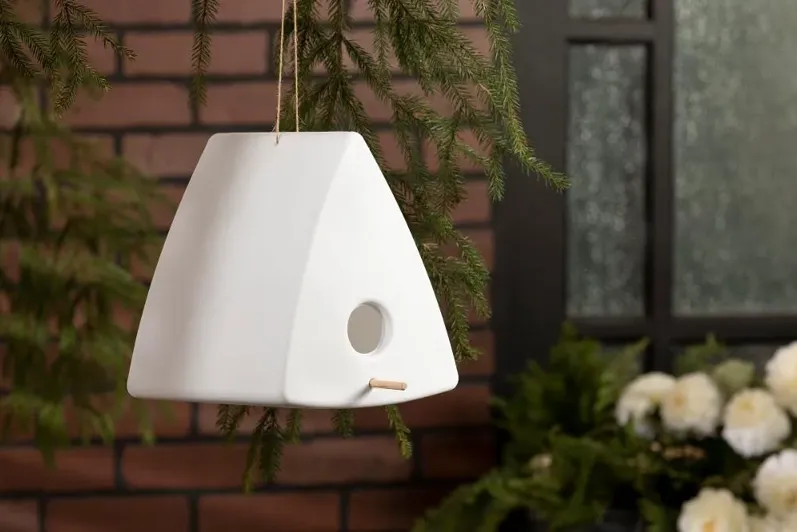 Dalya White Triangle Decorative Birdhouse - South Shore