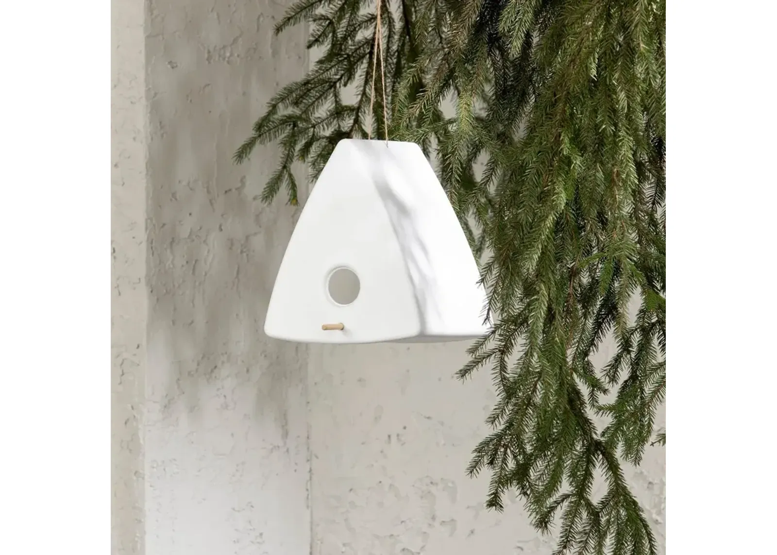 Dalya White Triangle Decorative Birdhouse - South Shore