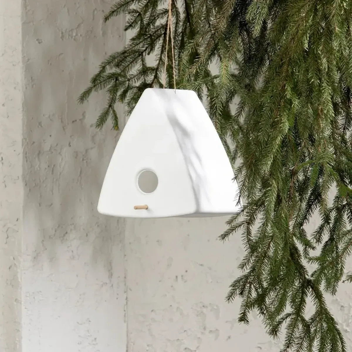 Dalya White Triangle Decorative Birdhouse - South Shore