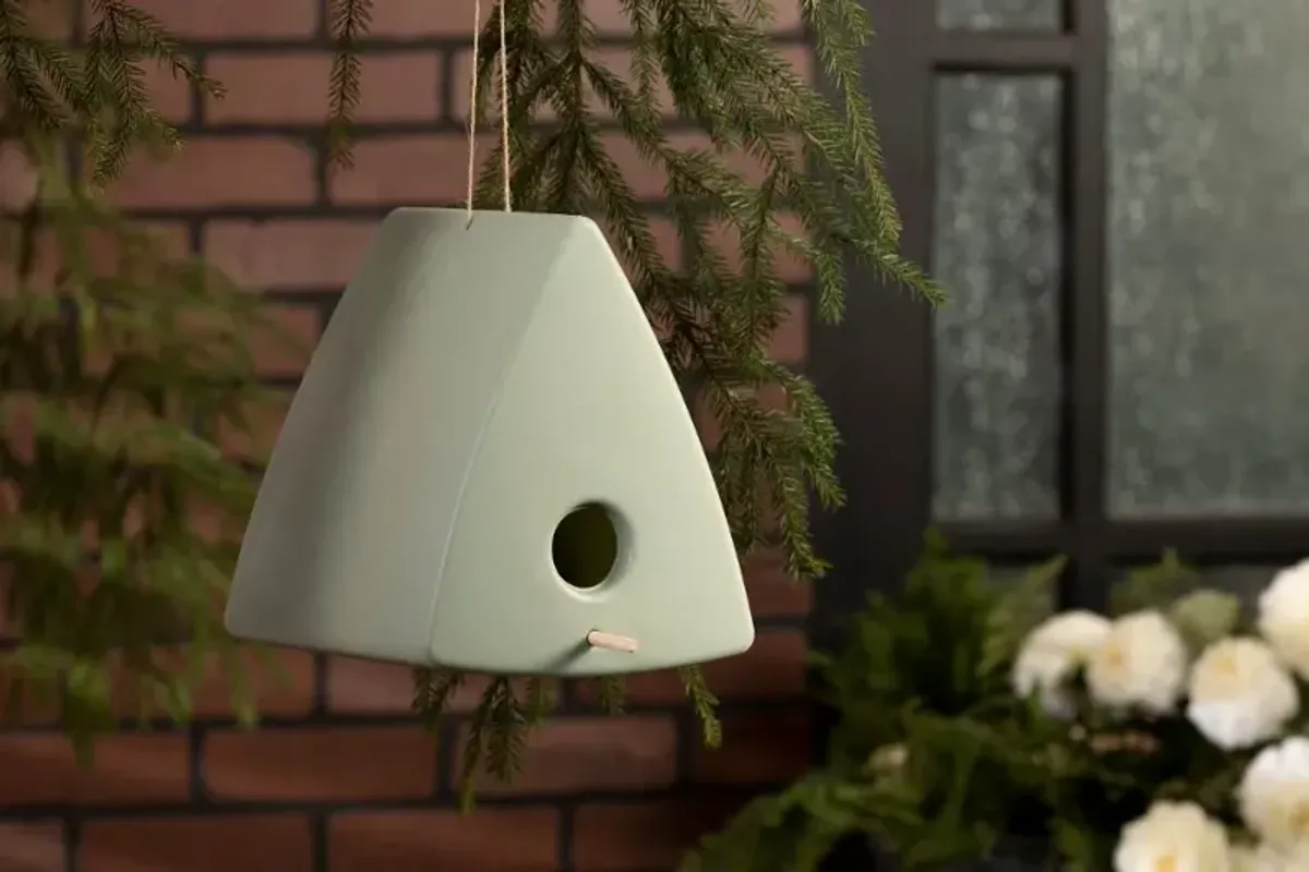 Dalya Sage Green Triangle Decorative Birdhouse - South Shore