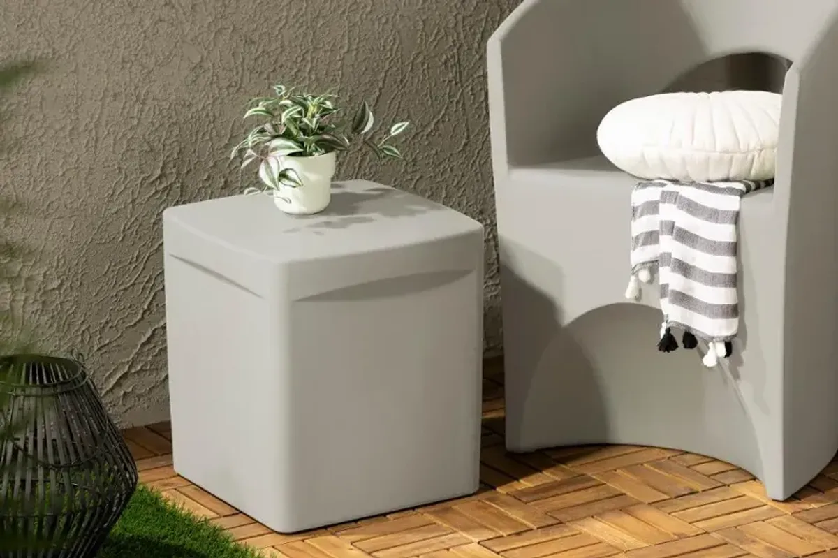 Dalya Greige Square Outdoor Side Table - South Shore