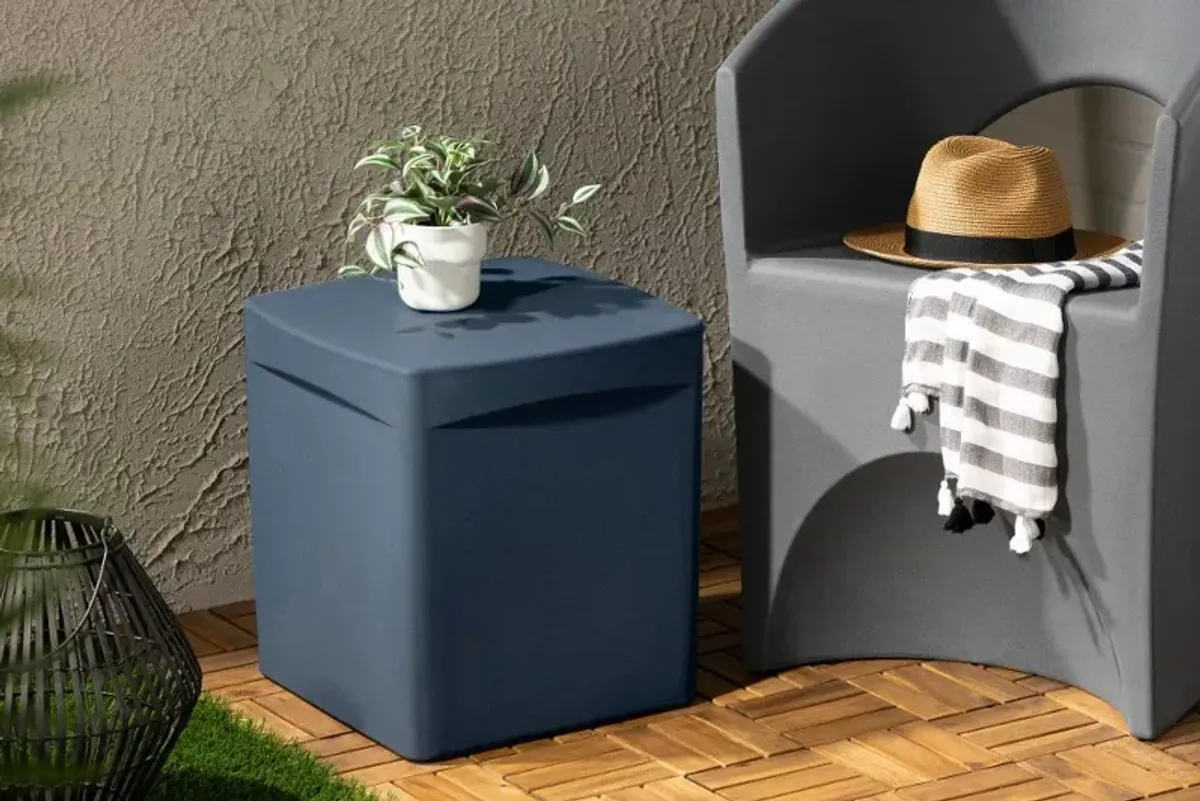 Dalya Blue Square Outdoor Side Table - South Shore