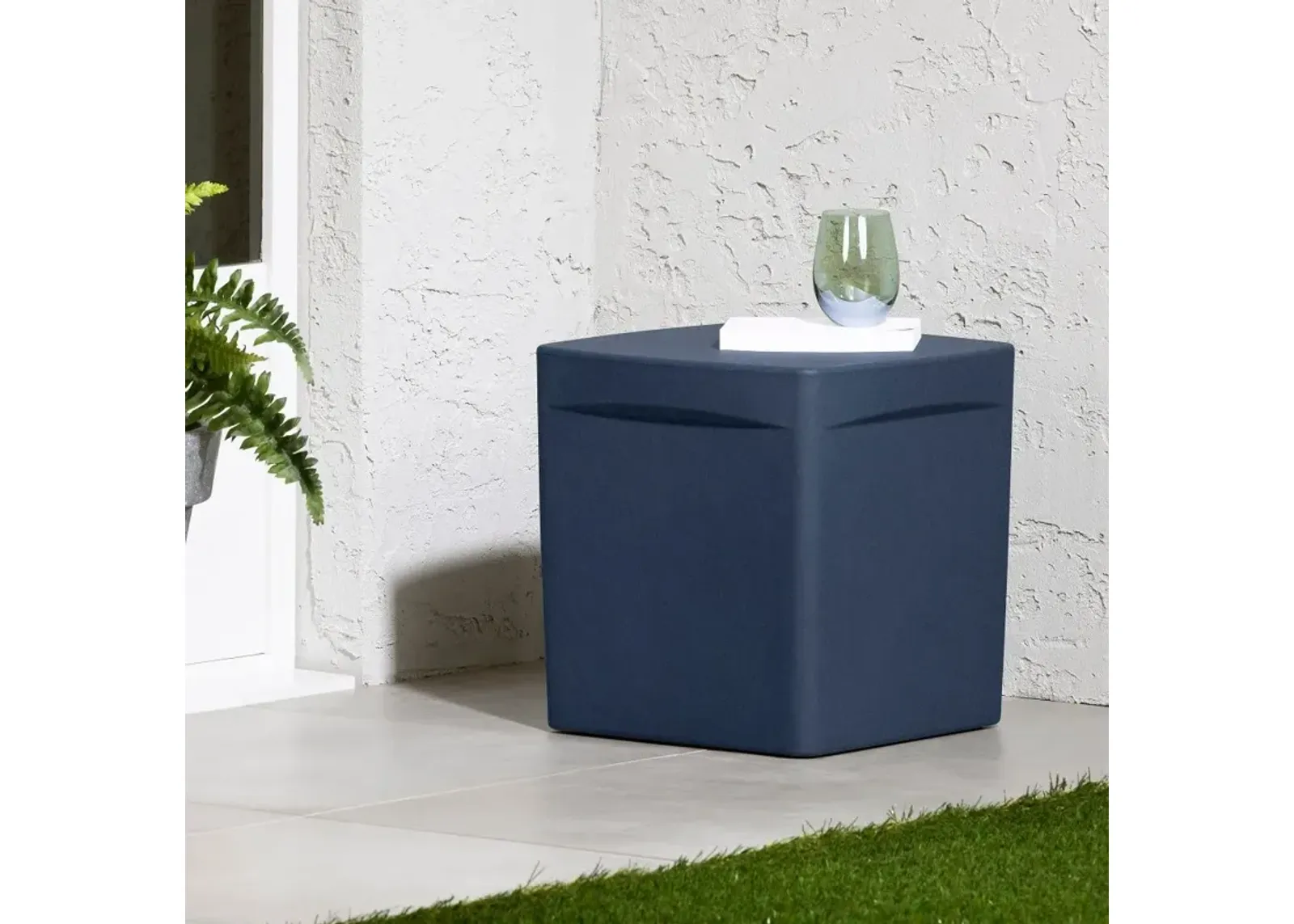 Dalya Blue Square Outdoor Side Table - South Shore