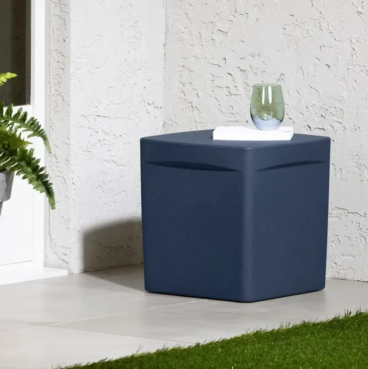 Dalya Blue Square Outdoor Side Table - South Shore