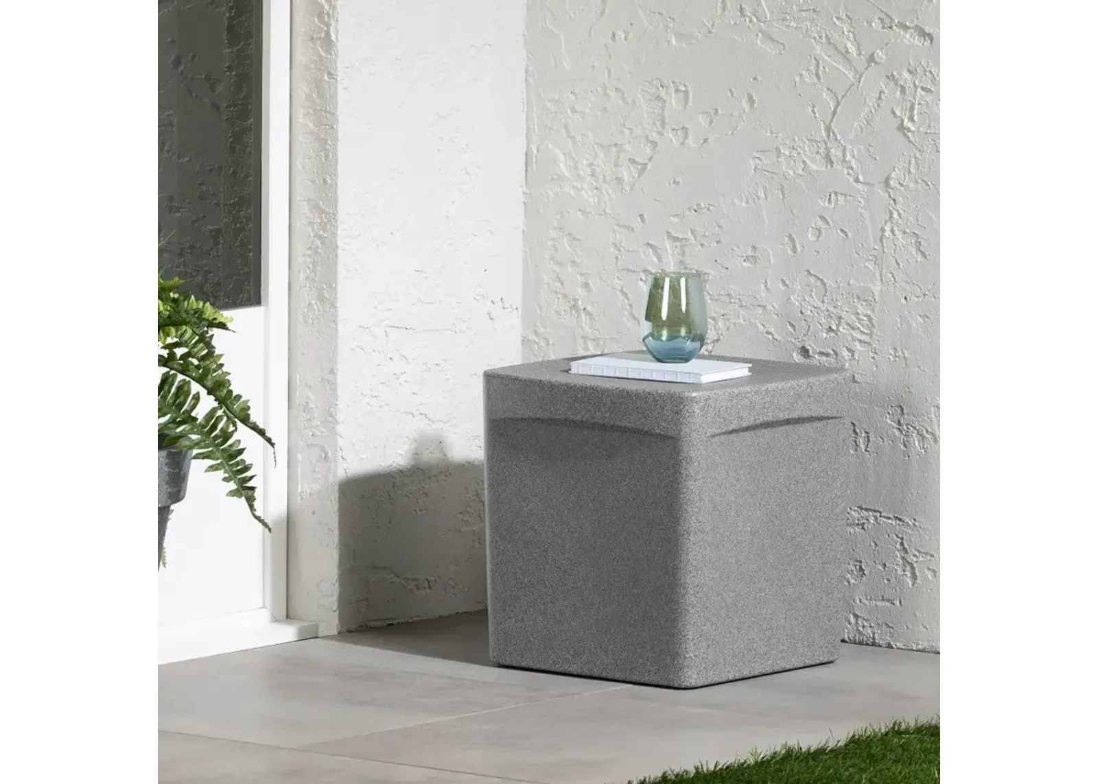 Dalya Mottled Gray Square Outdoor Side Table - South Shore