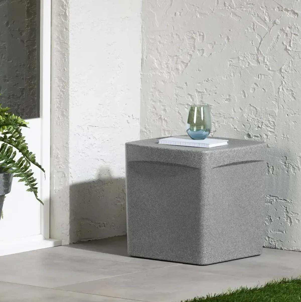 Dalya Mottled Gray Square Outdoor Side Table - South Shore