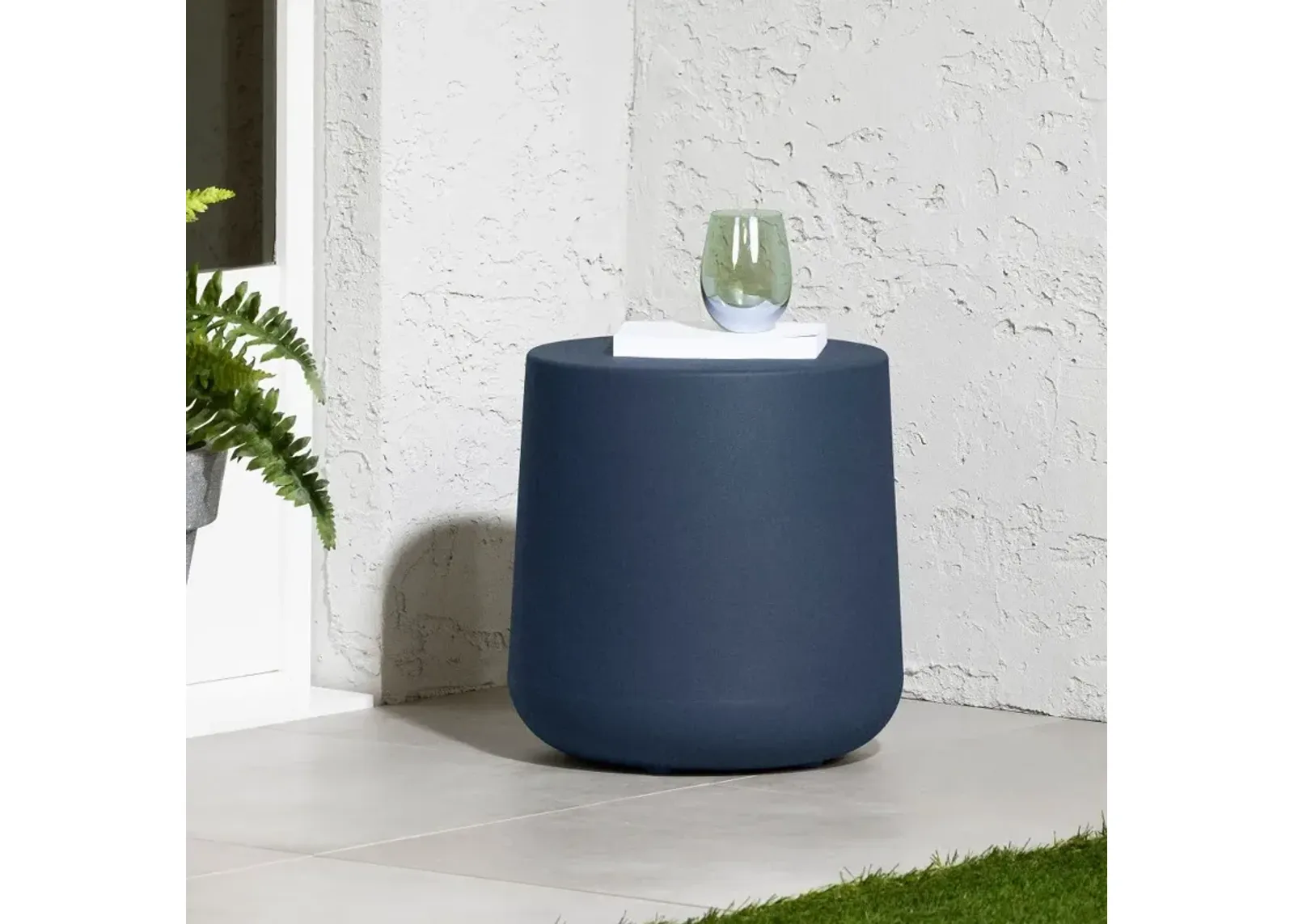 Dalya Blue Round Outdoor Side Table - South Shore