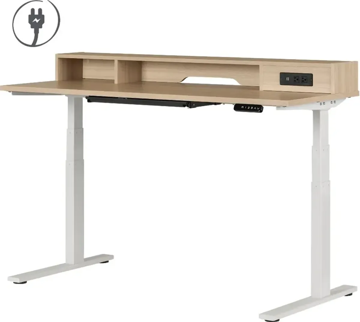 Majyta Light Brown Adjustable Height Standing Desk with Built In...