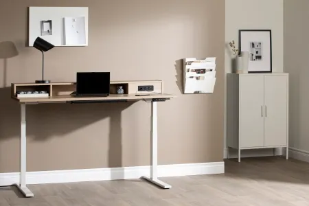 Majyta Light Brown Adjustable Height Standing Desk with Built In...