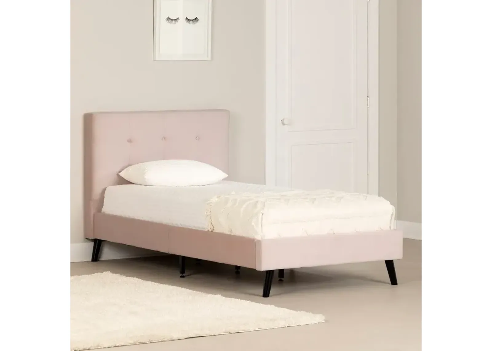 Maliza Pale Pink Twin Upholstered Platform Bed - South Shore