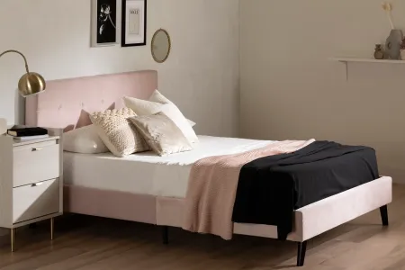 Maliza Pale Pink Full Upholstered Platform Bed - South Shore