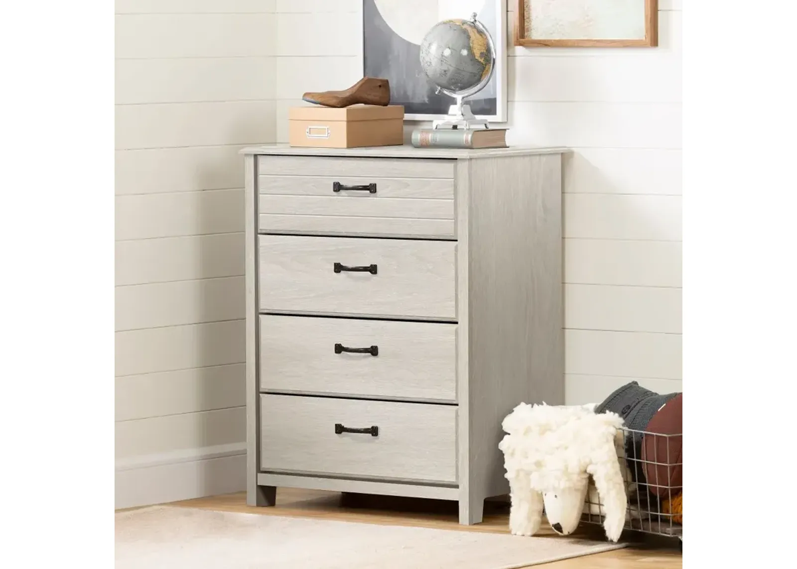 Ulysses Gray Oak 4-Drawer Chest - South Shore