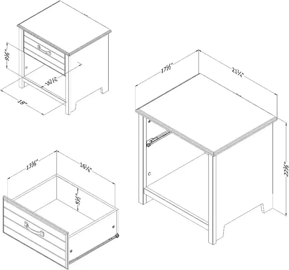 Ulysses Gray Oak 1-Drawer Nightstand - South Shore