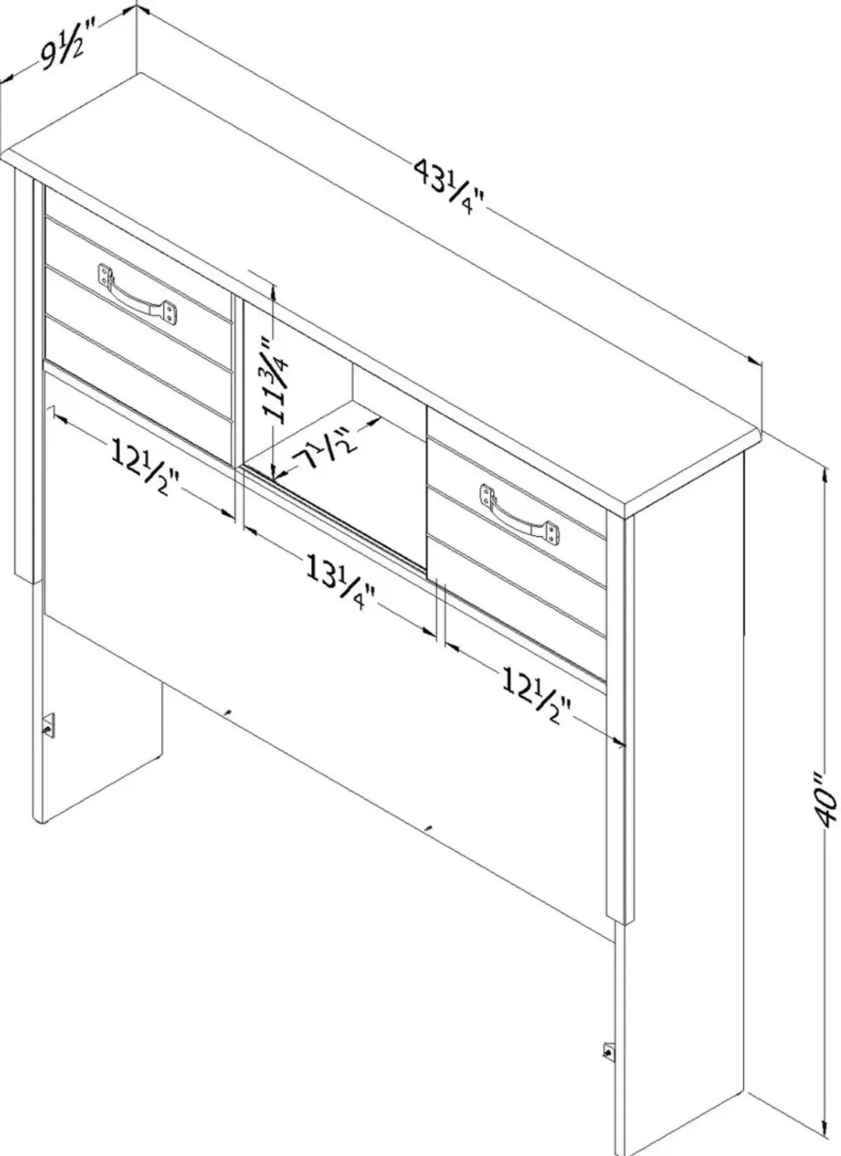 Ulysses Gray Oak Twin Bookcase Headboard - South Shore