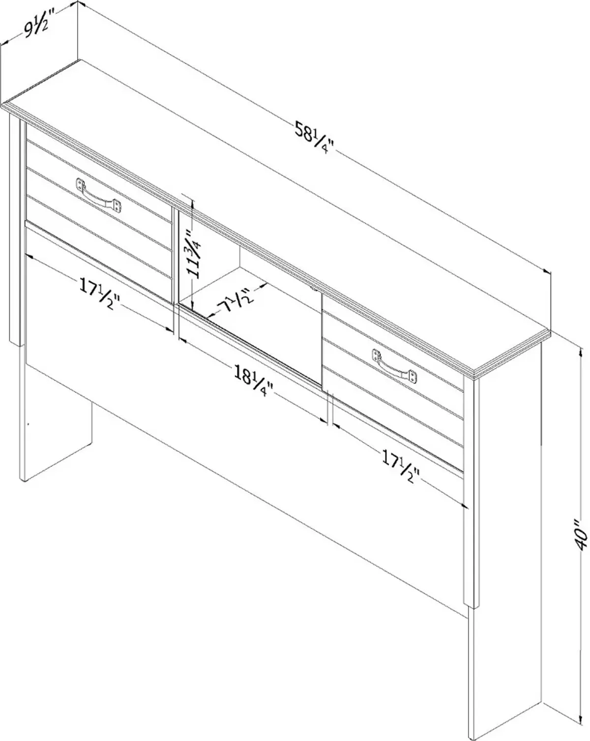 Ulysses Gray Oak Full Bookcase Headboard - South Shore