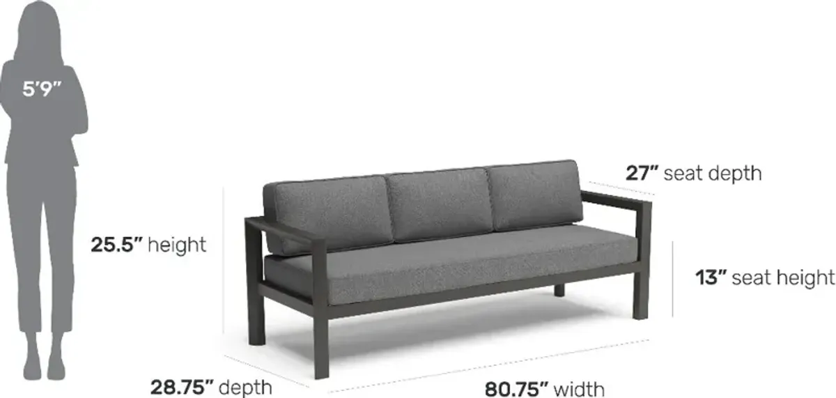 Grayton Gray Outdoor Aluminum Sofa