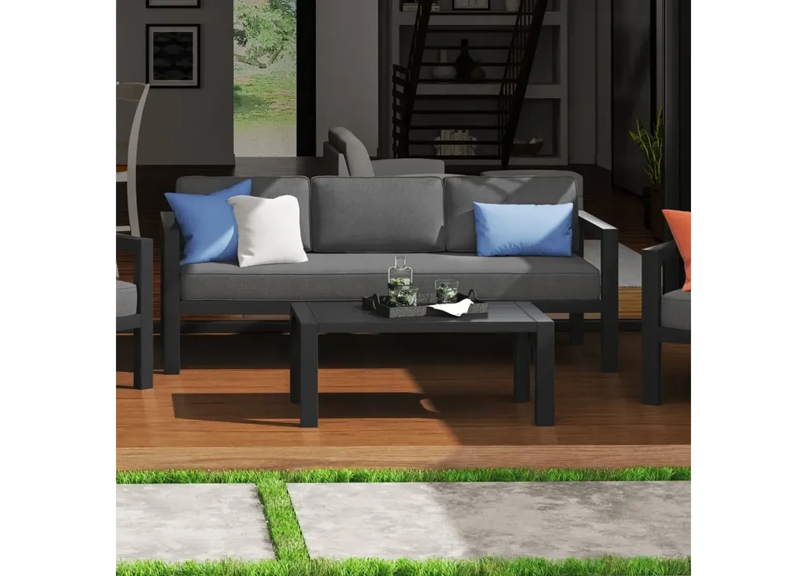 Grayton Gray Outdoor Aluminum Sofa