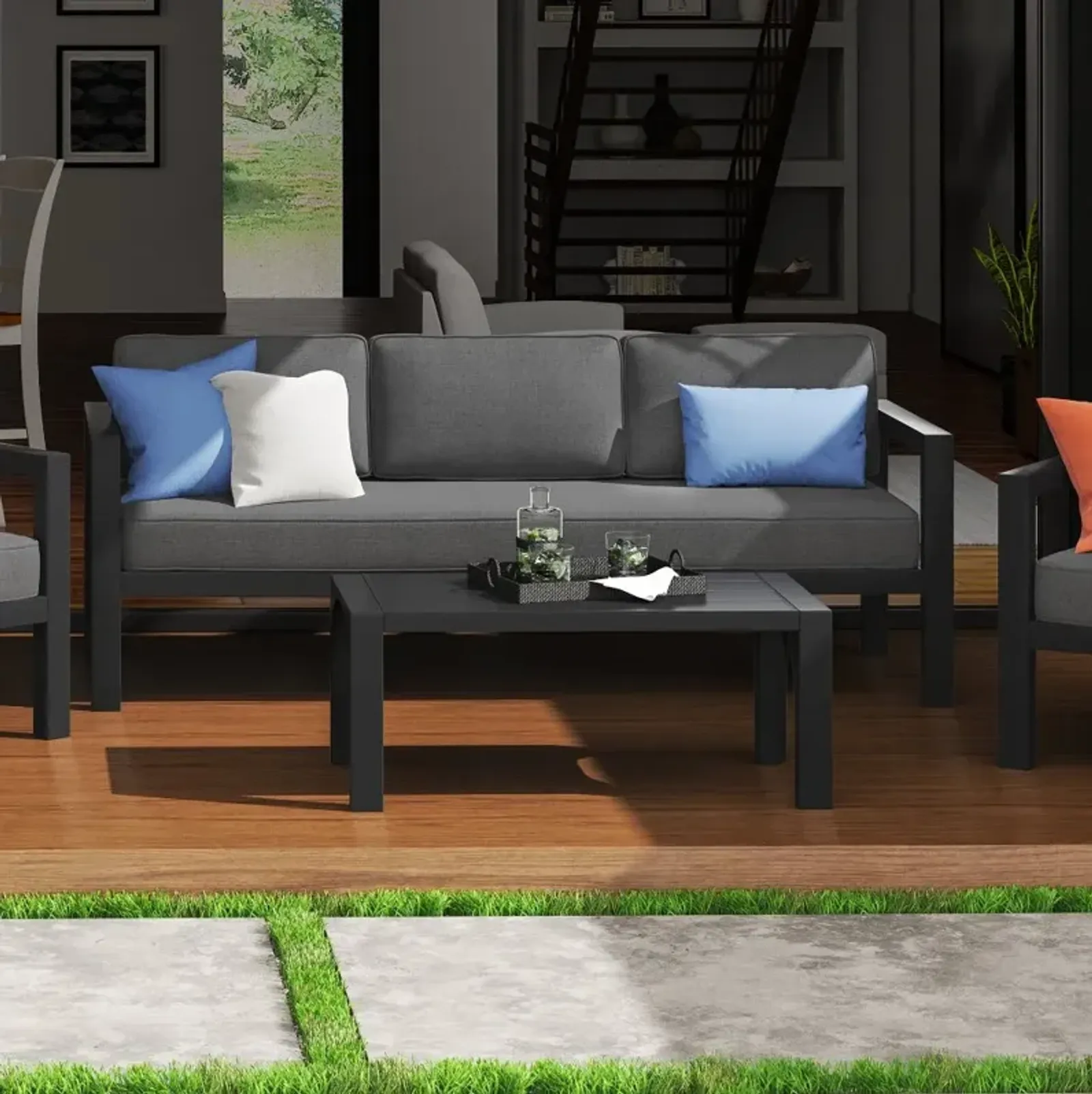 Grayton Gray Outdoor Aluminum Sofa