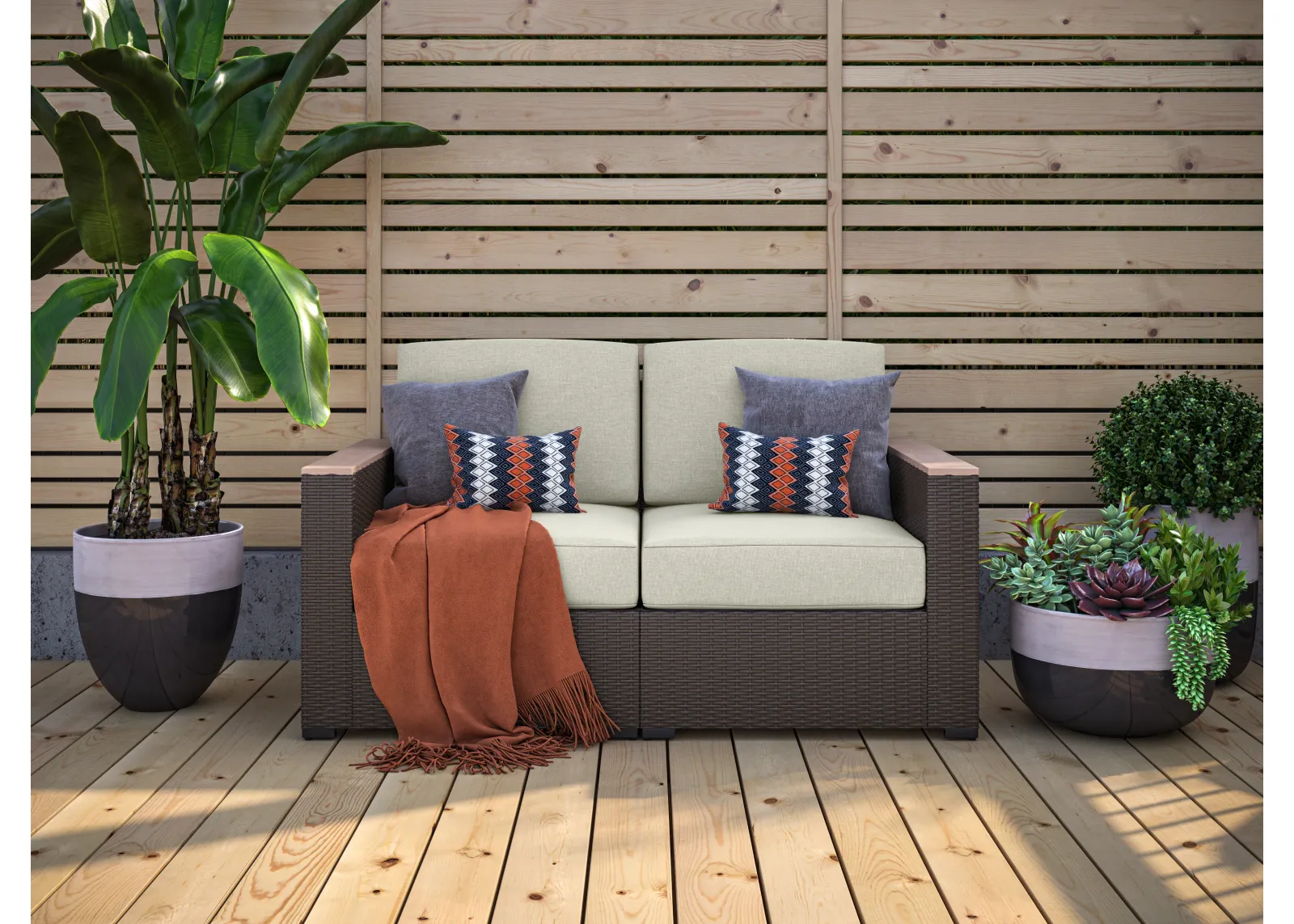 Palm Springs Brown Outdoor Loveseat