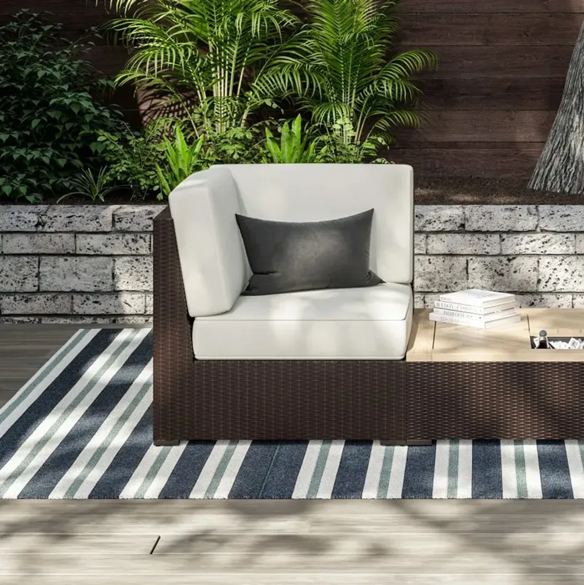 Palm Springs Brown Outdoor Sectional Side Chair