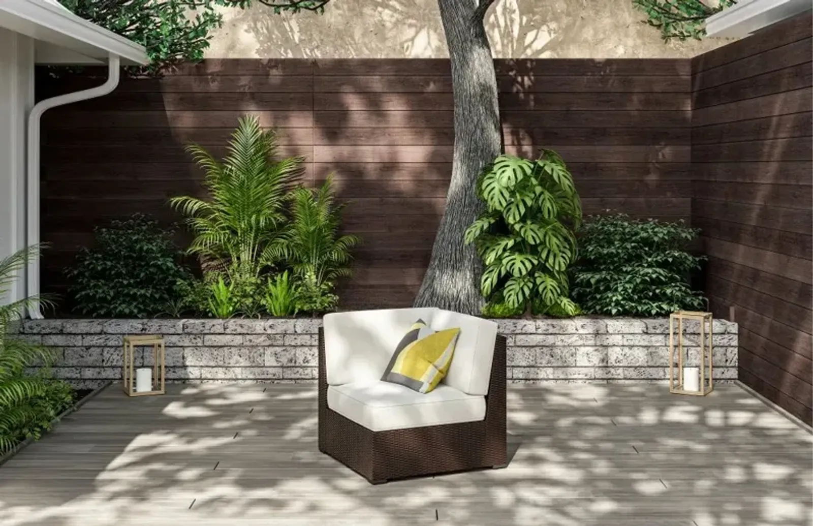 Palm Springs Brown Outdoor Sectional Side Chair