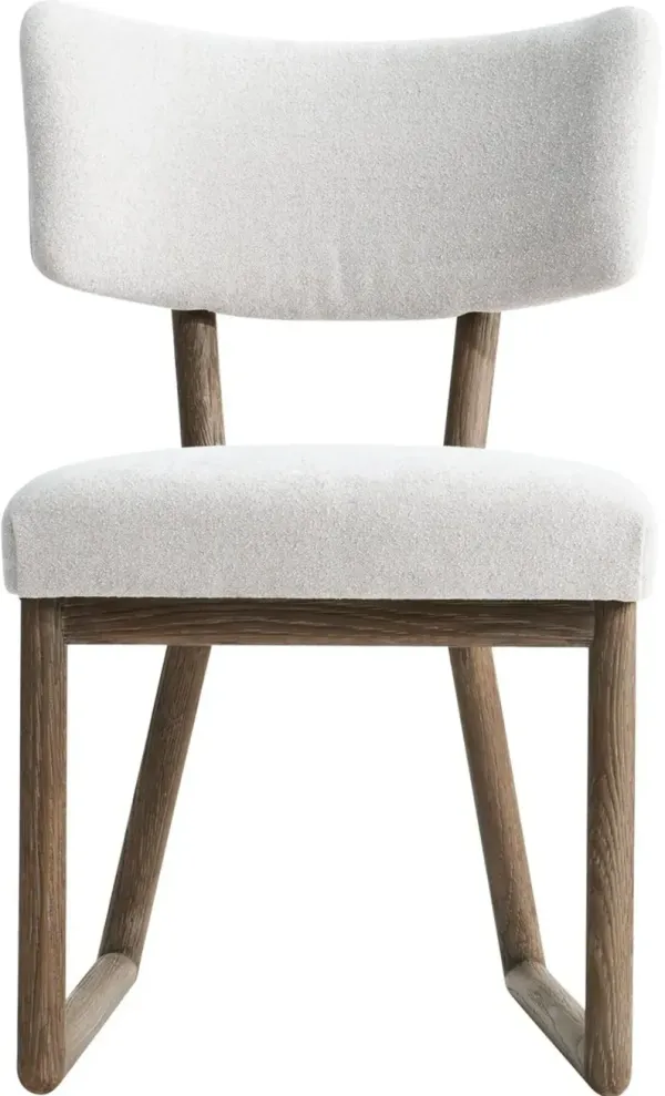 Casa Paros Off-White and Brown Upholstered Dining Chair