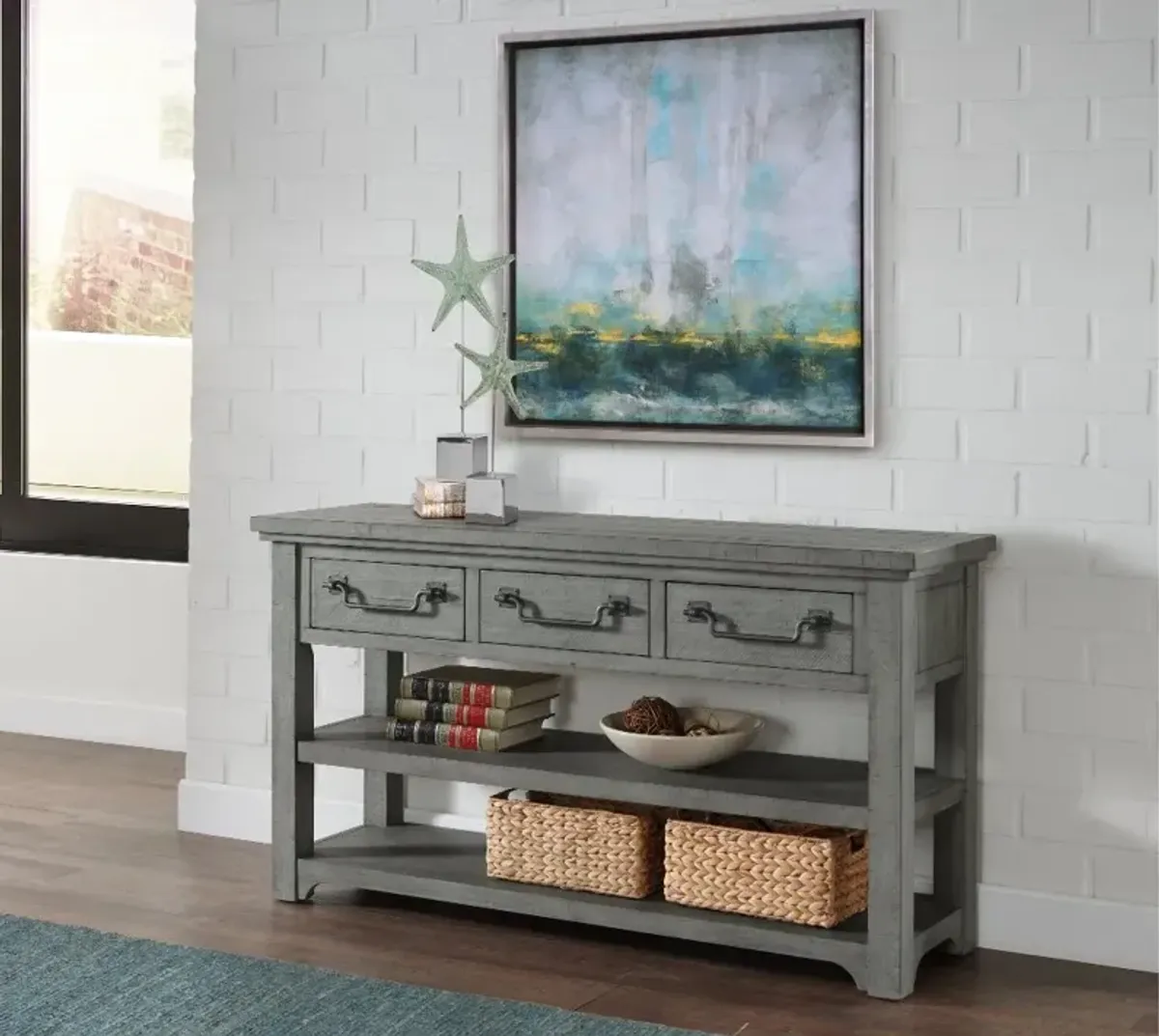 Beach House Gray Sofa Table