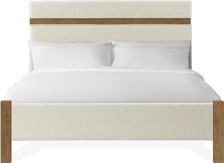 Bozeman Off White and Brown Queen Upholstered Bed