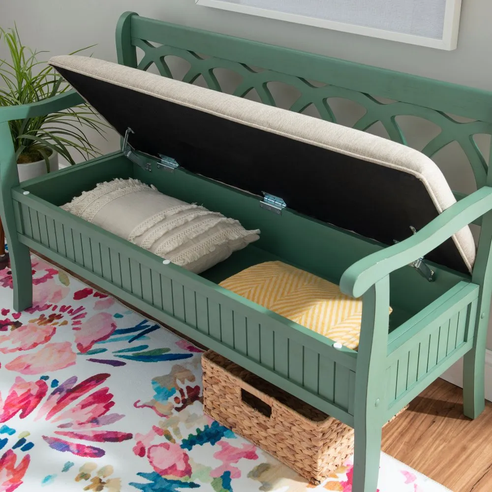 Winslett Teal Storage Bench