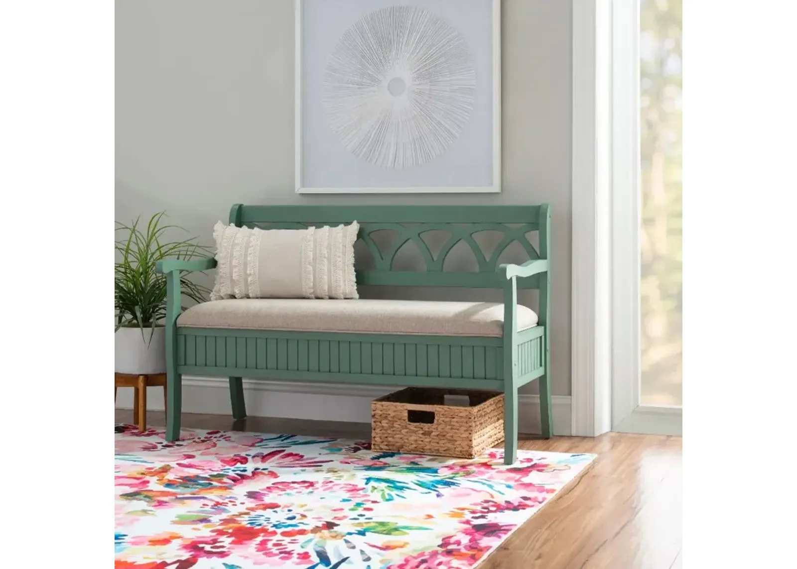 Winslett Teal Storage Bench